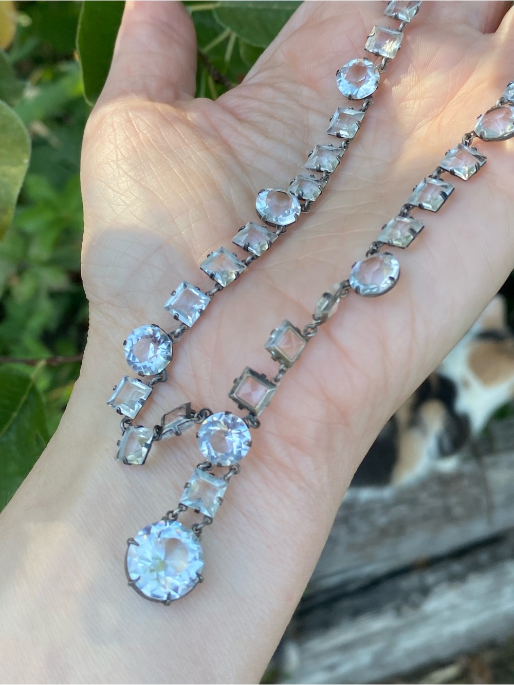 Crystal Drop Necklace - Silver Clear